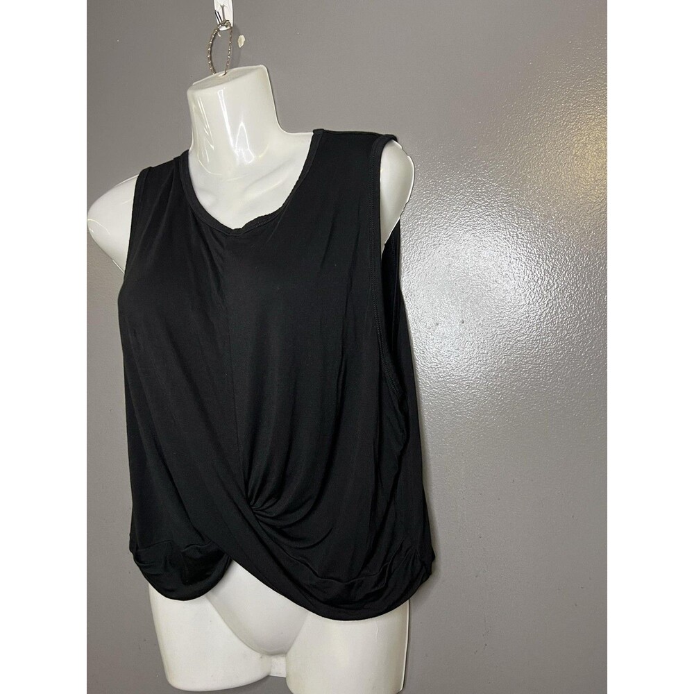 Good American Tank Top Womens 4 Black Twist Front Sleeveless Jersey Crop - Picture 4 of 11